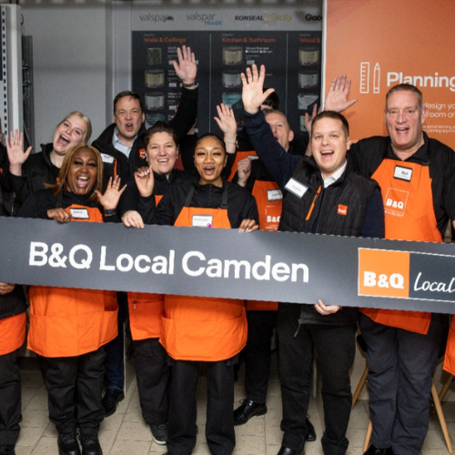 Kingfisher employees at a Camden store pose for a picture