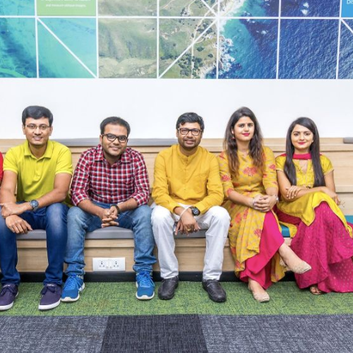 EagleView employees pose for a picture in the India office.